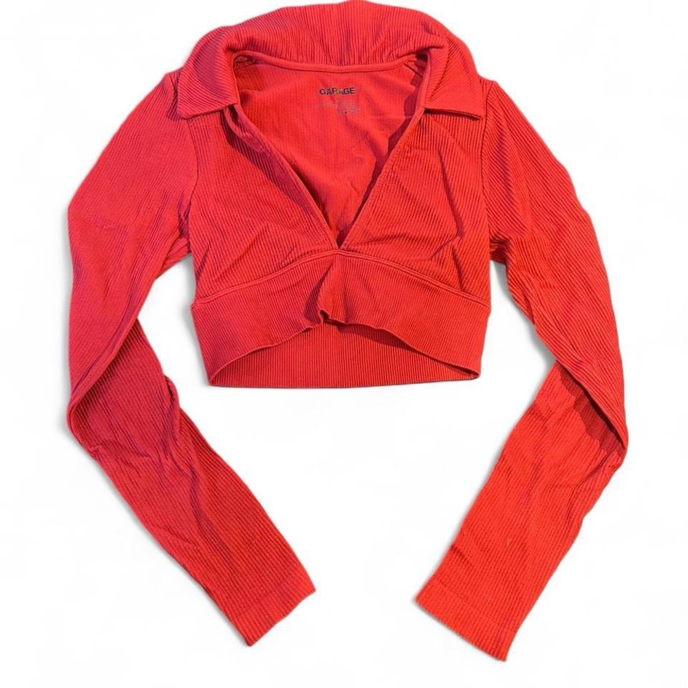 Garage Red Ribbed Crop Top